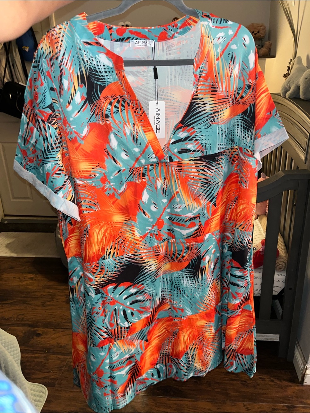 Tropical Print Summer Dress/ Beach Cover up